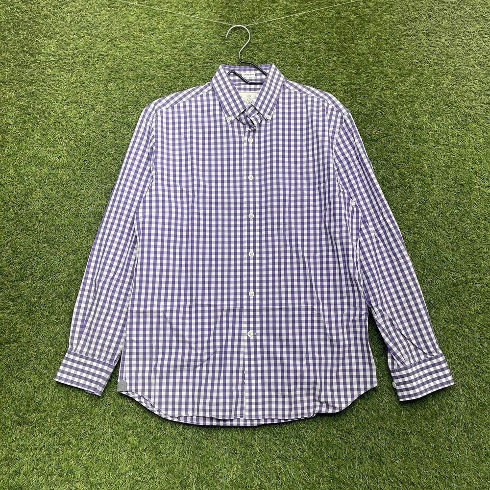 Todd Snyder Dress Shirt Mens 15.5 32/33 Purple Gingham Check Melange Yarns LS
